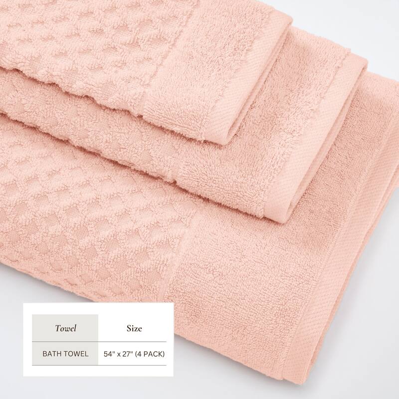 Linery & Co. Cotton Diamond Waffle Texture Bath Towels