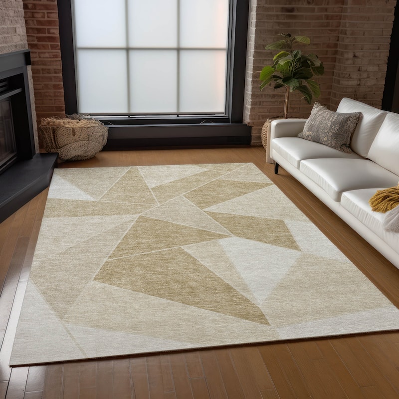 Machine Washable Indoor/ Outdoor Chantille Contemporary Mosaic Rug