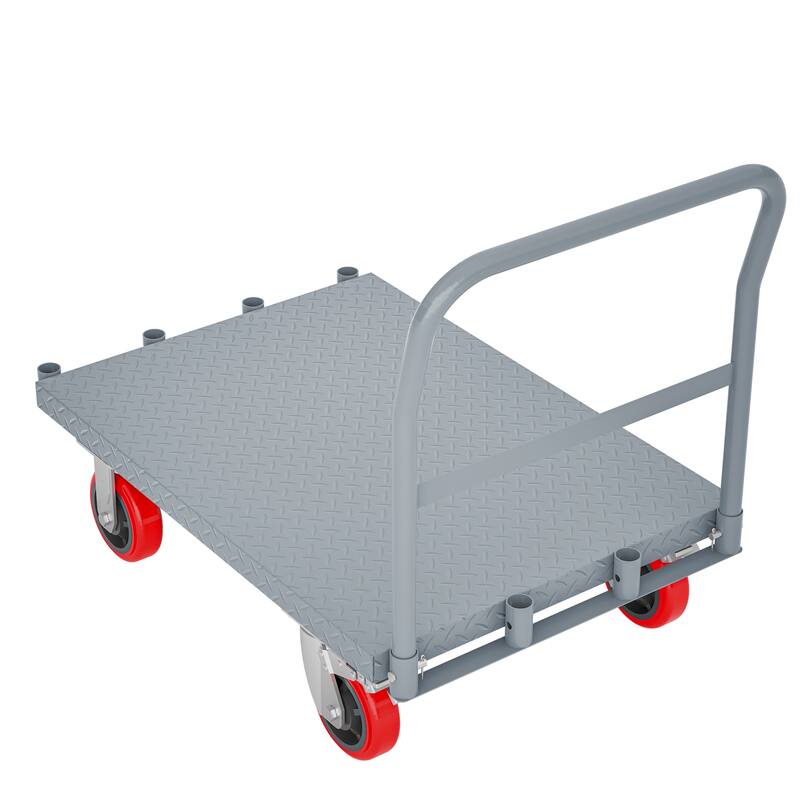 Heavy Duty Steel Panel Truck - 2000 lbs Drywall & Lumber Cart with 6" Swivel Brake Casters, Handrails, 36"x24"