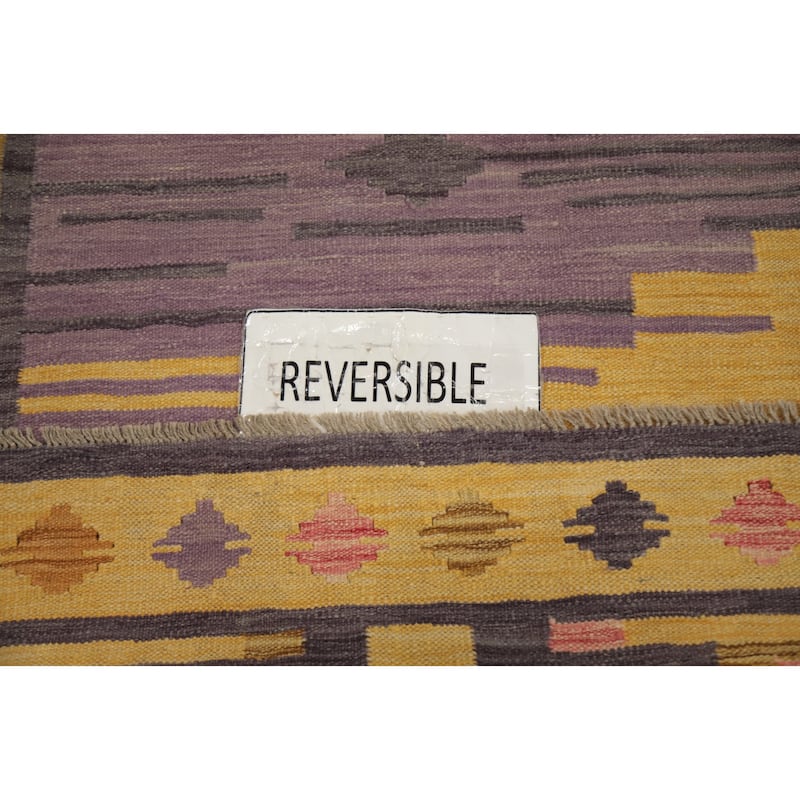 Hand Woven Oriental 100% Wool Carpet Southwestern Tribal Yellow & Gold Kilim Area Rug - 5' 1'' X 3' 3''