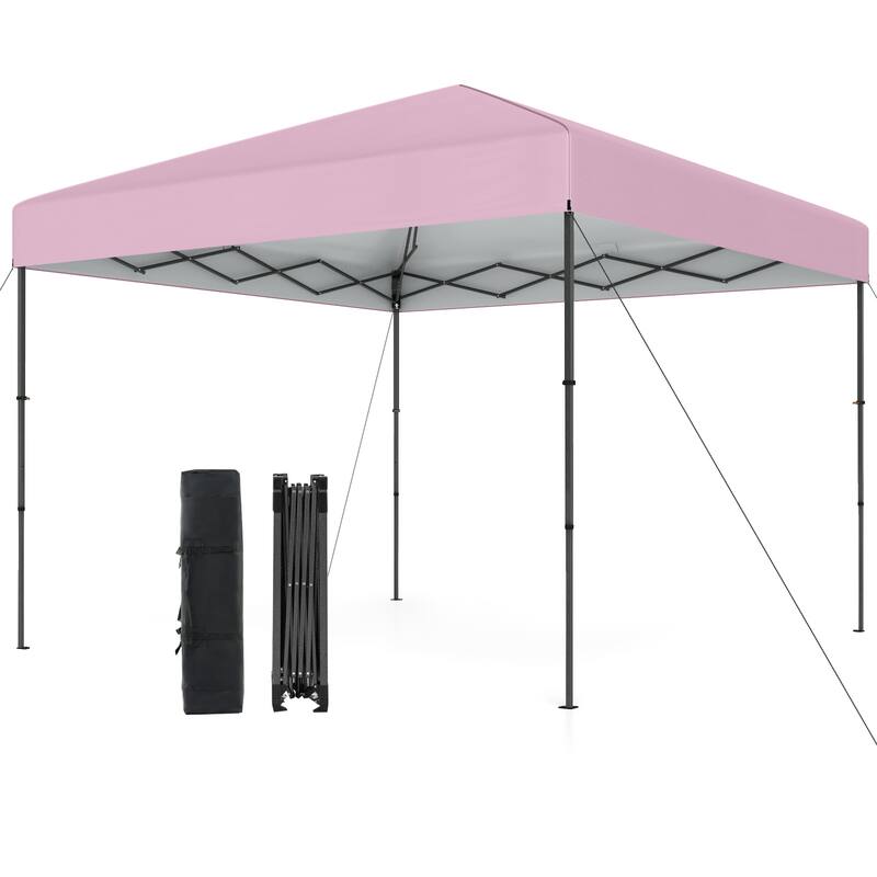 Gymax 10 X 10 FT Pop up Canopy Tent w/ Portable Carrying Bag 8 Stakes - Pink