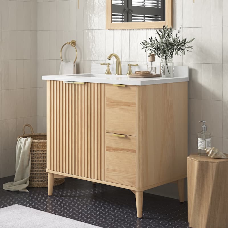 Gabi Bathroom Vanity with White Engineered Stone Top