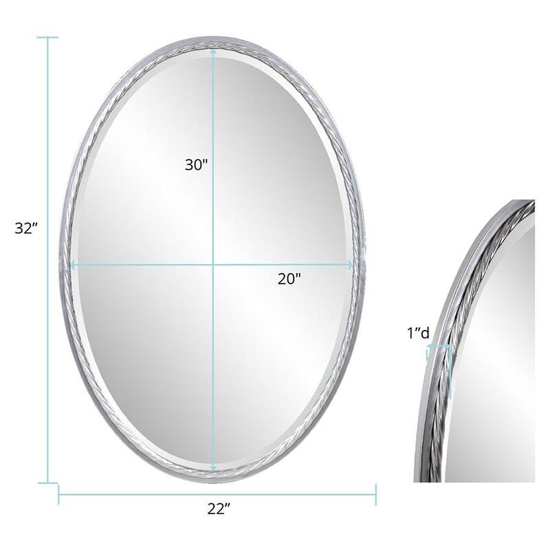 Allan Andrews Hand Forged Silver Oval Metal Framed Rope Mirror - 22"W x 32"H