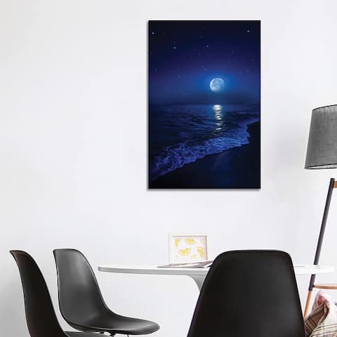 iCanvas "Tranquil Ocean At Night Against Starry Sky And Moon" by Evgeny Kuklev Canvas Print