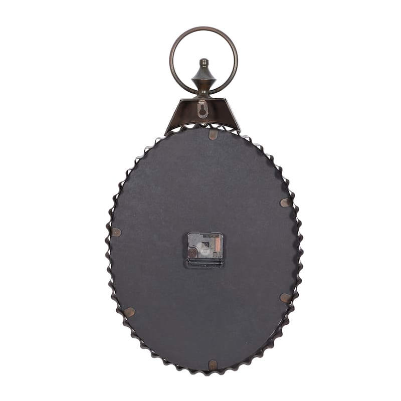 Metal Pocket Watch Style Wall Clock with Rope Accent - Black - Roche River Decor - 3"W x 12"L x 21"H