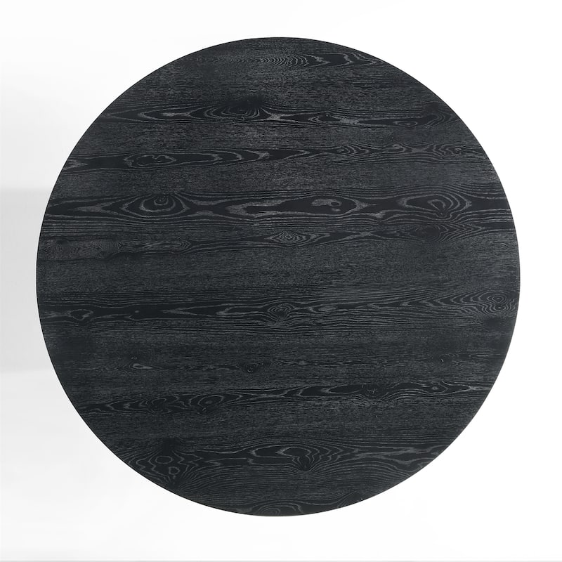 Black 47" Wide Contemporary Round Dining Table