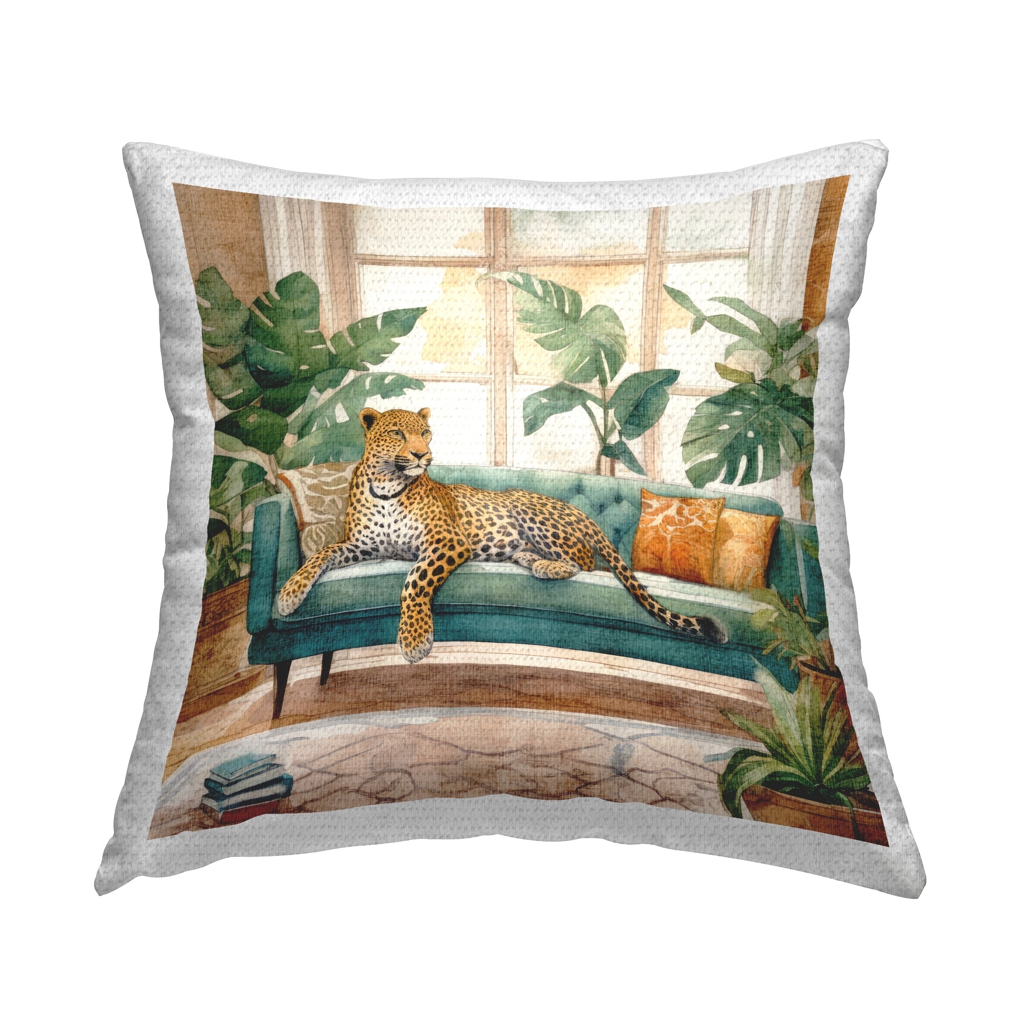 Stupell Tropical Florals Cheetah Printed Outdoor Throw Pillow Design by Kim Allen