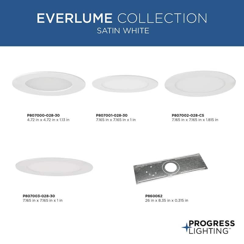 Everlume Collection 6 in. Satin White 5-CCT LED Low Profile Canless Recessed Downlight - 7.165 in x 7.165 in x 1.815 in