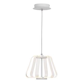 Ridgeway 1 Light White Integrated LED Contemporary Cage Pendant Light - 11.5-in W x 8.5-in H x 11.5-in D