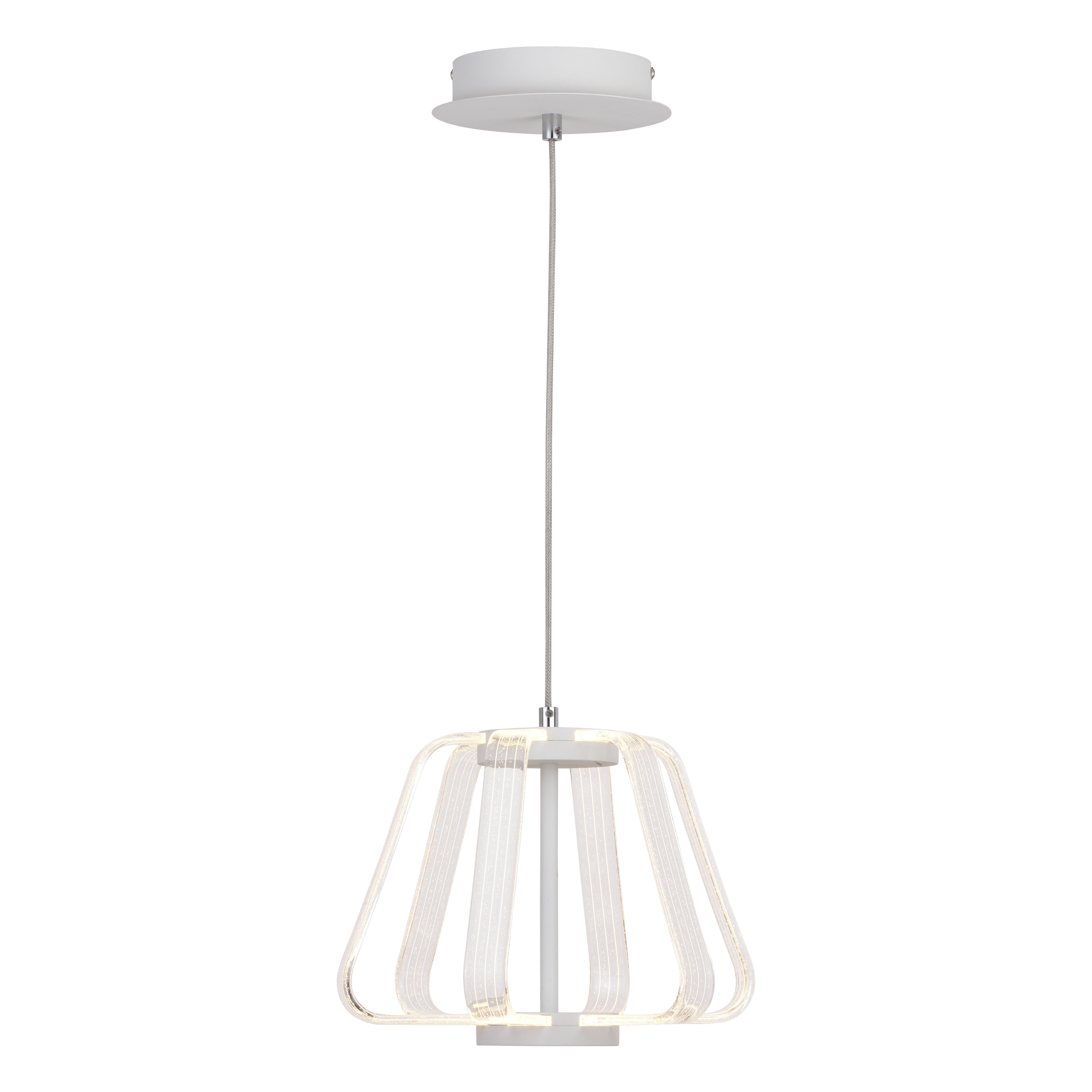 VAXCEL Ridgeway 1 Light White Integrated LED Contemporary Cage Pendant Light - 11.5-in W x 8.5-in H x 11.5-in D