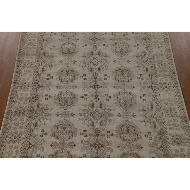Oushak Area Rug Handmade Geometric Wool Carpet - 7'9"x 10'5"