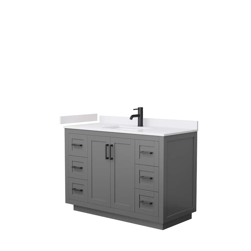 Miranda Single Vanity Set, Cultured Marble Top, No Mirror - 48-Inch Single - Dark Gray, Black Trim, White Cultured Marble Top