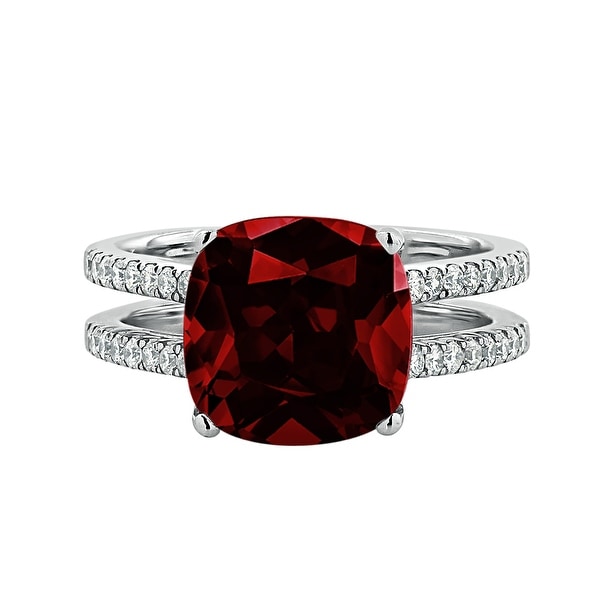 Auriya Modern 5ct Cushion-cut Garnet and Diamond Engagement Ring 1 