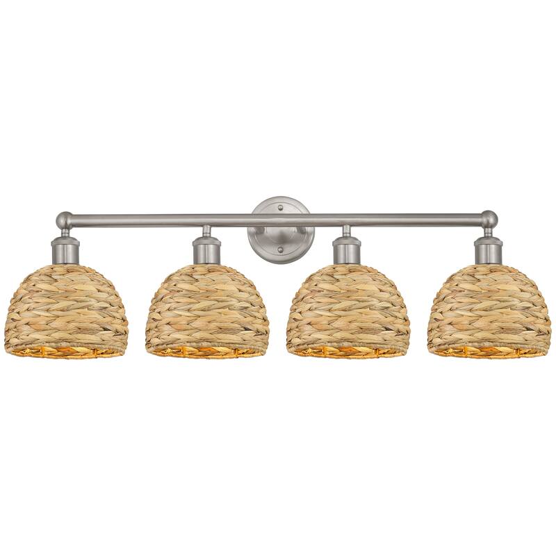 Innovations Lighting Endless Possibilities Edison - Woven Rattan - 4 Light 35" Bath Vanity Light - Brushed Satin Nickel