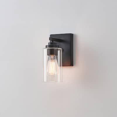 KAWOTI 9.5 Inch 1-Light Wall Sconce with Clear Glass Shade