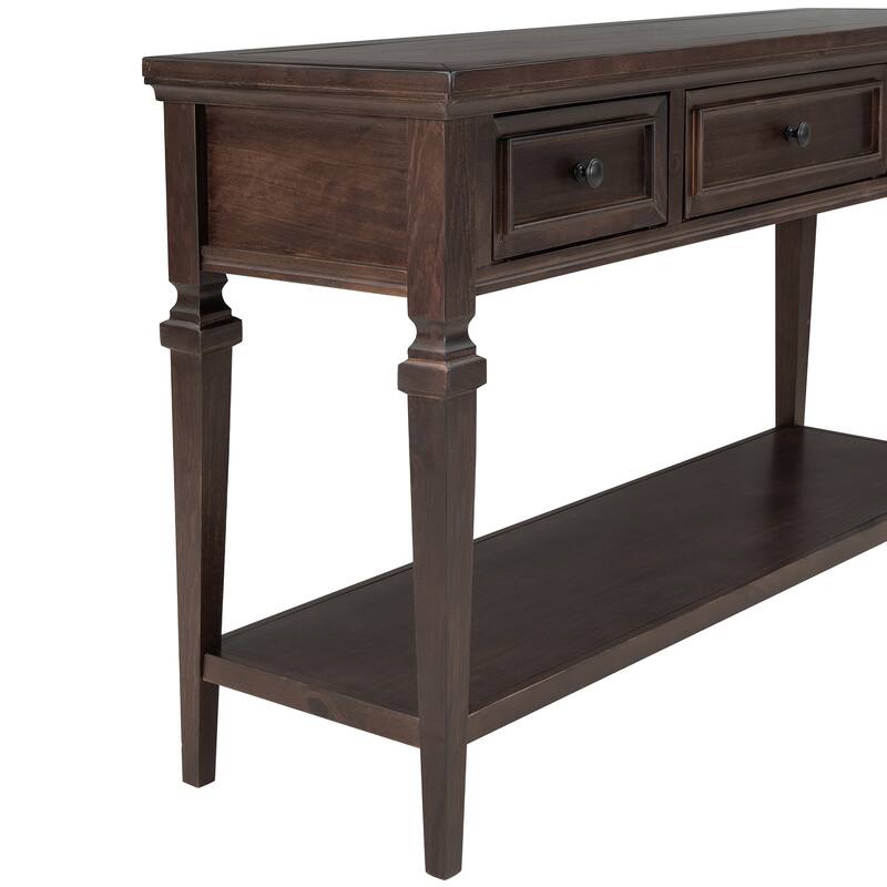 Classic Retro Style Console Table with Three Top Drawers and Open Style Bottom Shelf