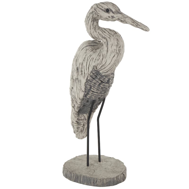 Polystone Bird Textured Sculpture - Gray - Roche River Decor - 10"W x 6"L x 19"H