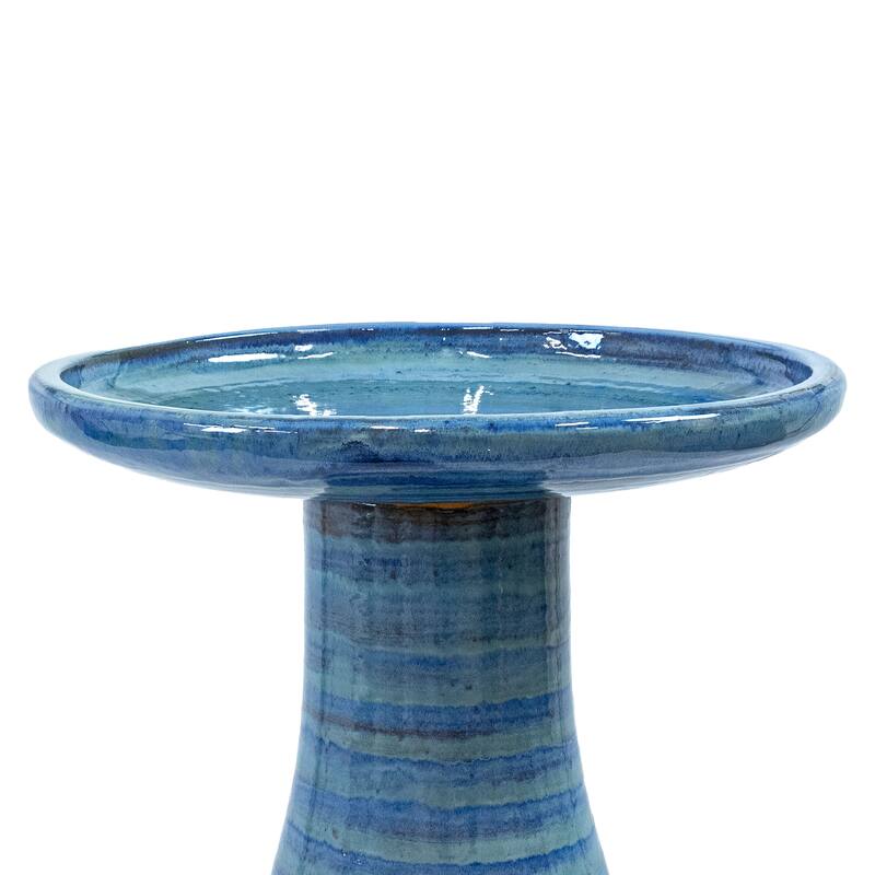 Sunnydaze Glazed Ceramic Outdoor Bird Bath - 18" - UV/Frost Resistant