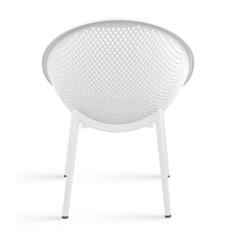 Set of 2 Modern Plastic Lounge Chair Plastic Legs with Polka Dots Spot Breathable for Patio Outdoor or Indoor Use
