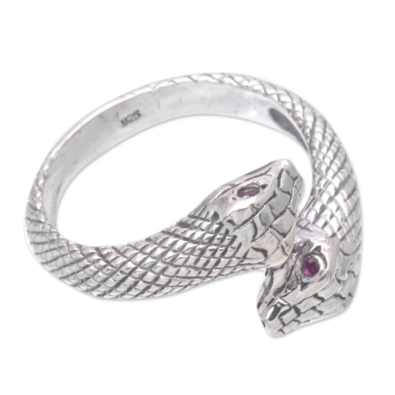 Novica Handmade Honeymoon Snake Men'S Amethyst Ring