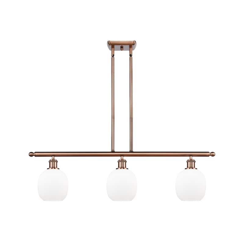 Innovations Lighting Belfast 3 Light 36" Wide Linear Chandelier - Antique Copper / Matte White