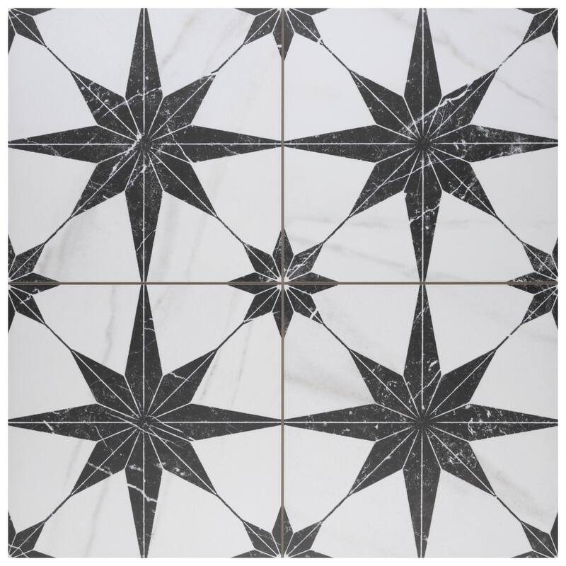 Merola Tile Merzoni Star Marquina 17-7/8" x 17-7/8" Porcelain Floor and Wall Tile