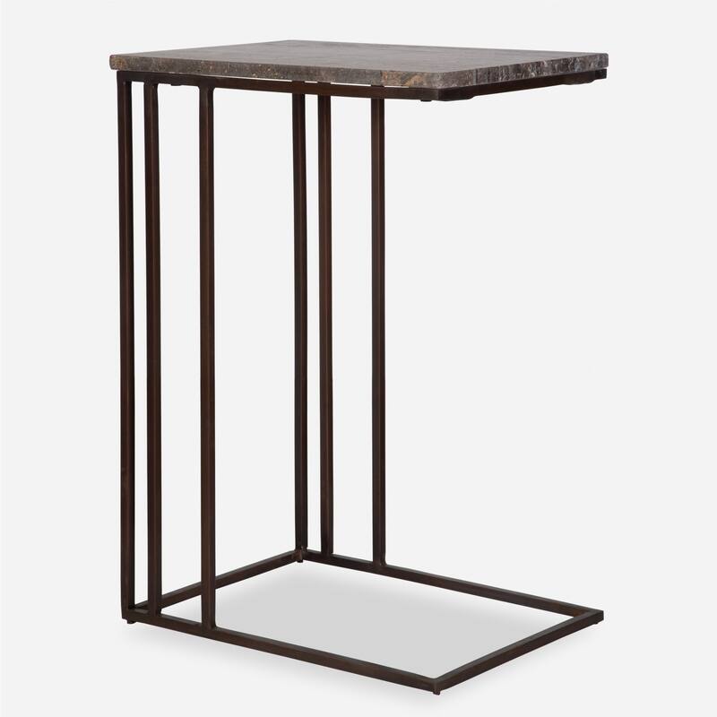 Rectangular Travertine Top Accent End Table - 23"