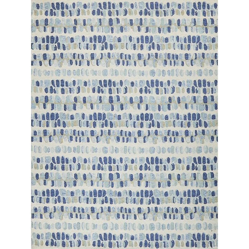 EXQUISITE RUGS Colorplay Hand-tufted New Zealand Wool Navy/Beige Area Rug.
