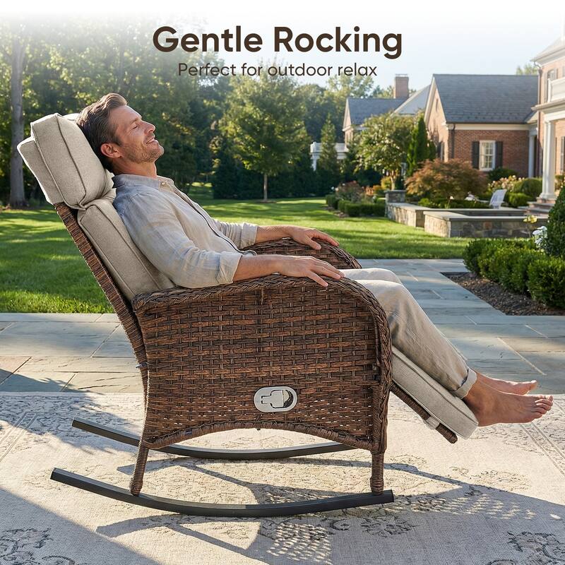 Pocassy Versatile Outdoor Recliner Rocker Chair with Side Table