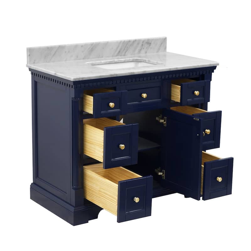 KitchenBathCollection Sydney 42" Bathroom Vanity with Carrara Marble Top