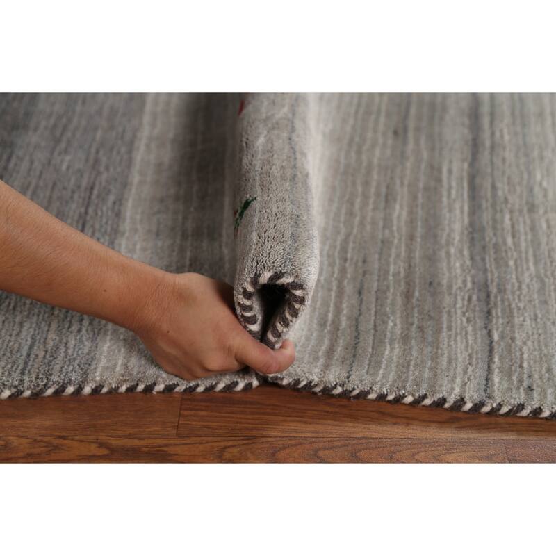 Striped Tribal Gabbeh Oriental Area Rug Handmade Wool Carpet - 5'9"x 8'2"
