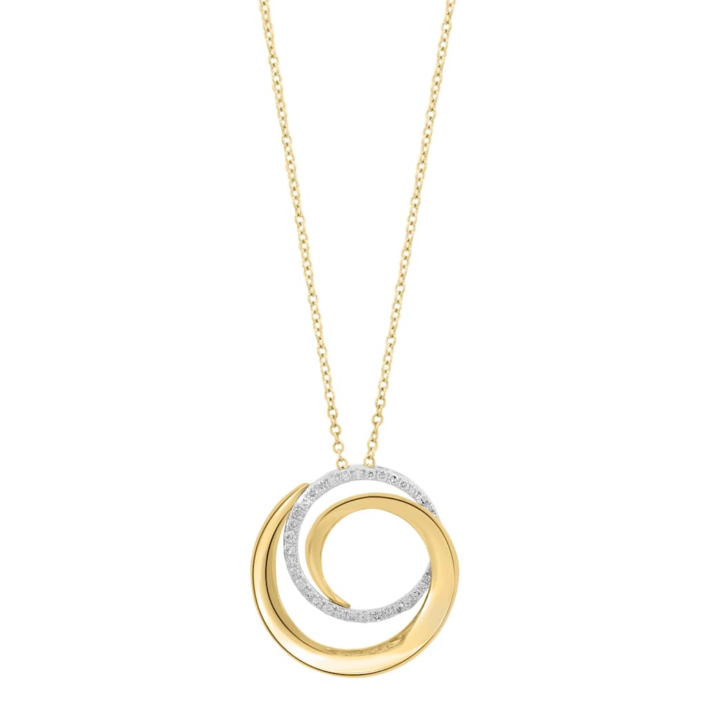 EFFY 14k White & Yellow Gold Diamond Spiral Pendant Necklace