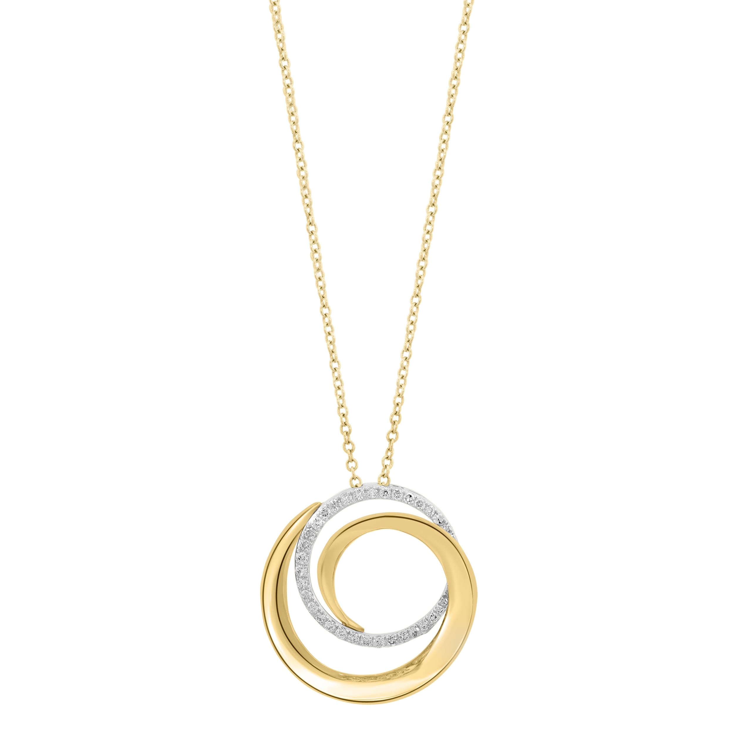 EFFY 14k White & Yellow Gold Diamond Spiral Pendant Necklace