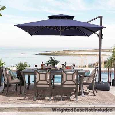 Crestlive Products 11FT Square Patio Offset Double Top Umbrella with Crank