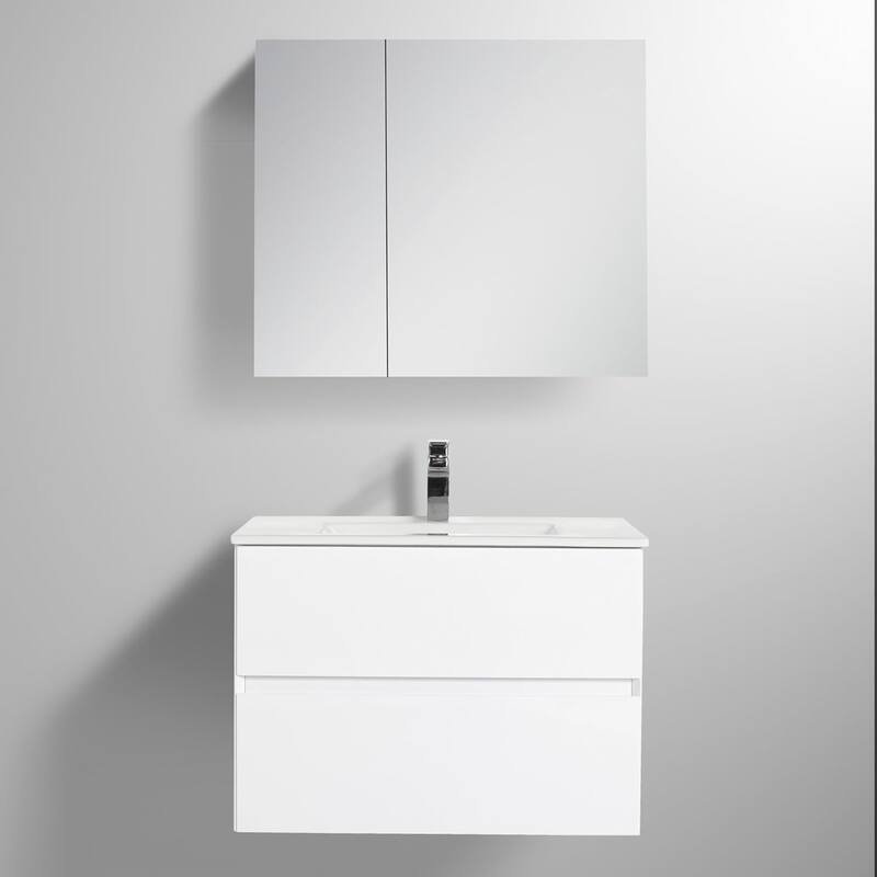 Blossom 30 Inch All Wood Wall Mounted Floating Bathroom Vanity with Sink