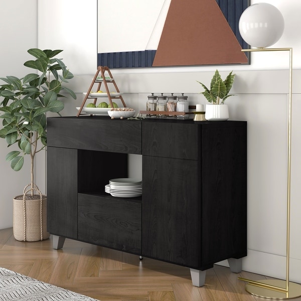 Furniture of America Ilti Contemporary Black 47-inch Buffet Server