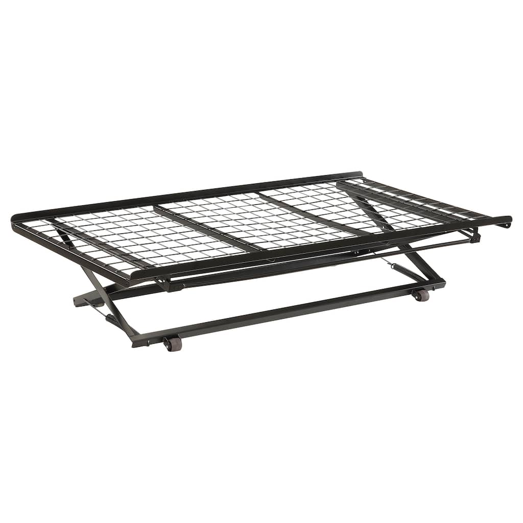 Eden Contemporary Metal Twin Pop Up Trundle Bed Black