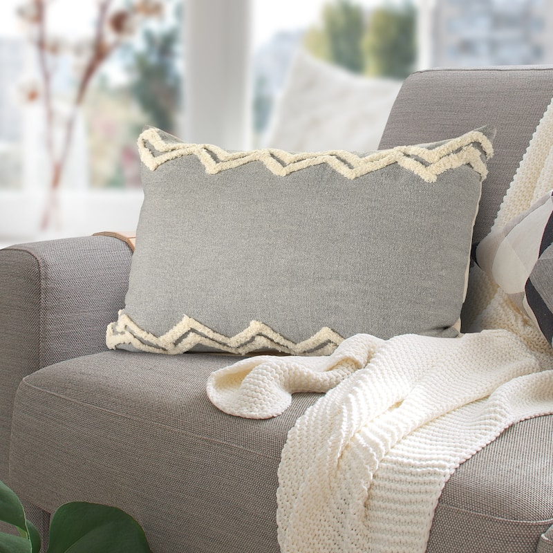 Sevita Soft Chevron Bordered Lumbar Throw Pillow