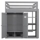 preview thumbnail 16 of 15, Wood Full Size Loft Bed with Built-in Wardrobe and Storage Shelves
