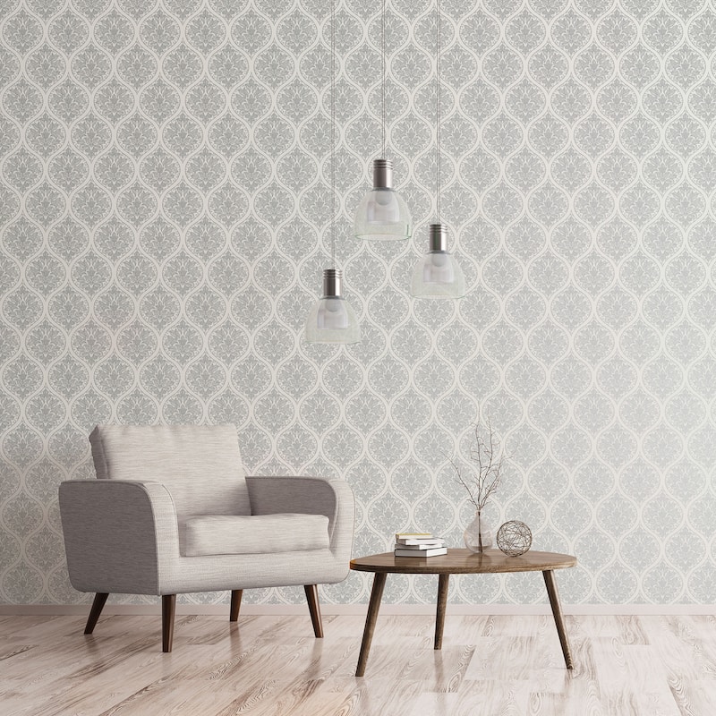 Galerie Wallcoverings Emporium 3D Embossed Ogee Damask Non-woven Metallic Wallpaper Roll