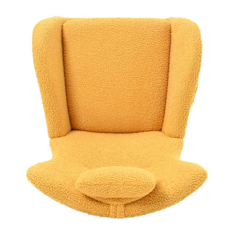 Polyester Glider Chair with Adjustable Headrest and Storage Pocket, Rubber Wood Base