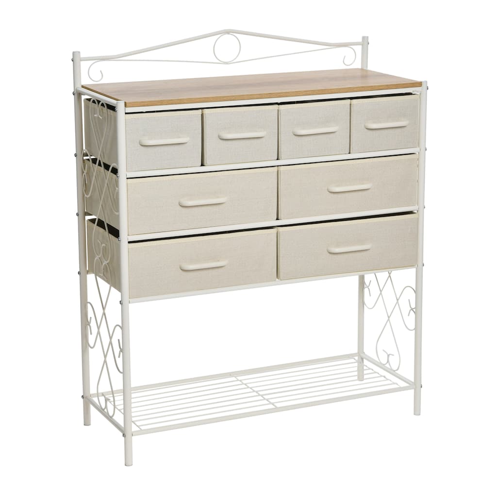 Household Essentials Victoria Dresser Table Storage Organizer with 8 Drawers and Shoe Shelf
