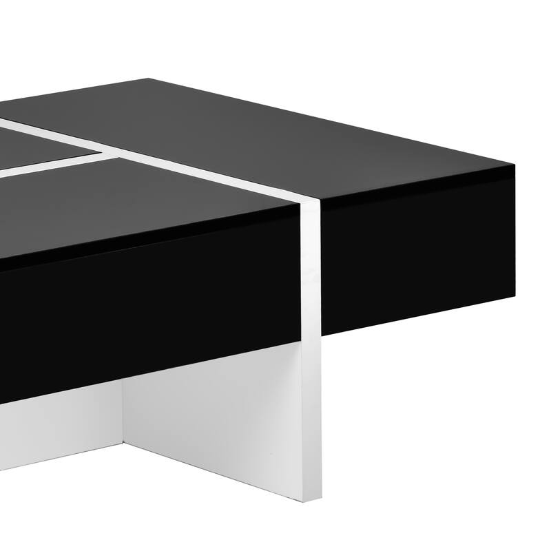 Roomfitters Modern Rectangle Coffee Table with High Gloss Finish, Contemporary Center Table for Living Room or Sofa Seating