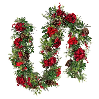 National Tree Company 9 ft. Decorated Vienna Waltz Garland with LED Lights - 9 ft