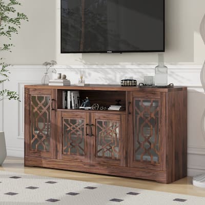 Wood Television Stand TV Stand for 65 Inch TV,Media Console with Storage Shelves