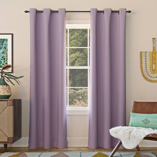 Sun Zero Hayden Energy Saving Blackout Grommet Curtain Panel, Single Panel - 40 x 84 - Lavender