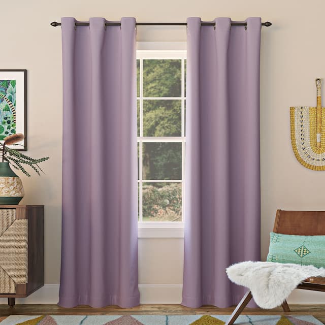 Sun Zero Hayden Energy Saving Blackout Grommet Curtain Panel - Single Panel - 40" x 84" - Lavender