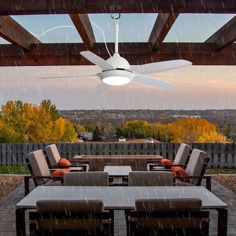 Sofucor 52 Inch Waterproof Outdoor Ceiling Fan with Lights and Remote,IP65 Hanging Gazebo Fan,Wet Rated Plug in Fan with Cord