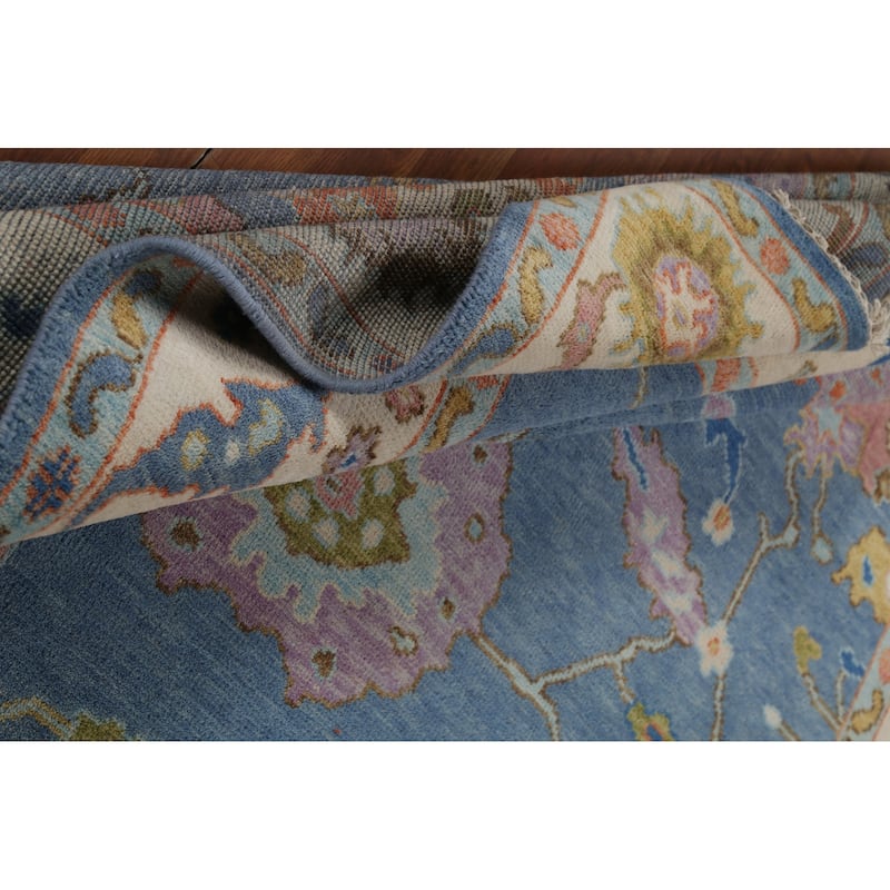 Blue Oushak Oriental Area Rug Hand-Knotted Wool Carpet - 7'9"x 10'2"
