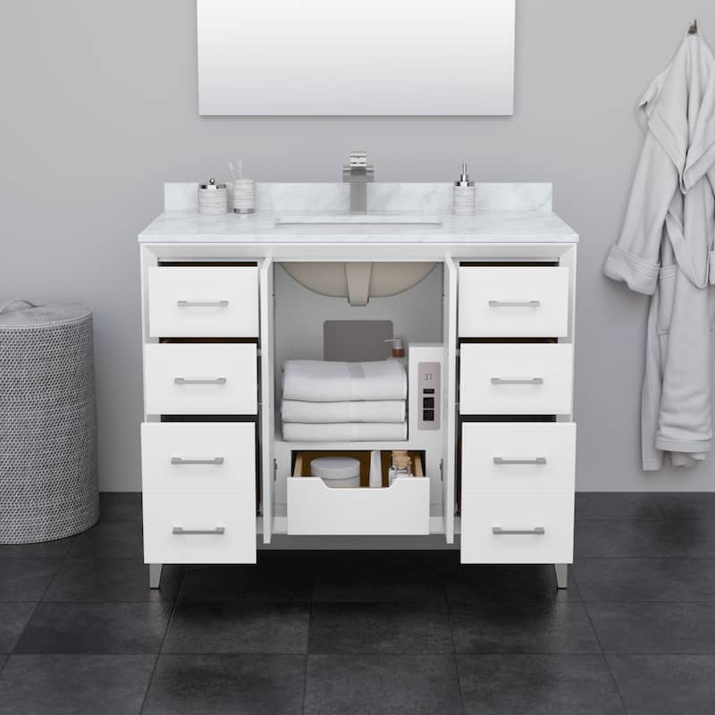 Amici Single Bathroom Vanity Set, Carrara Marble Top